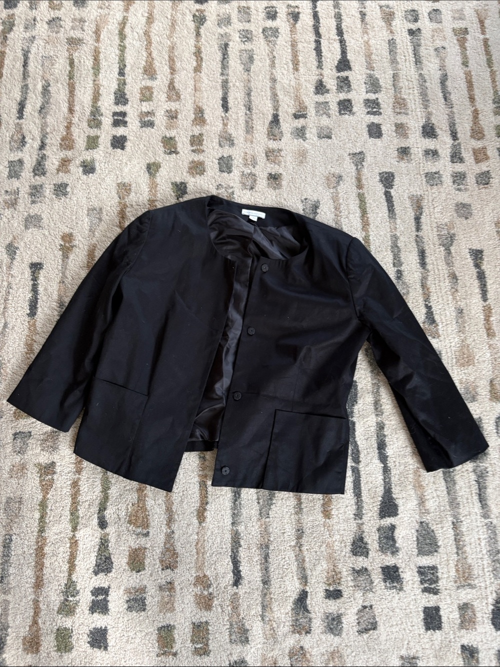 New York & Company Black Collarless Cropped Blazer